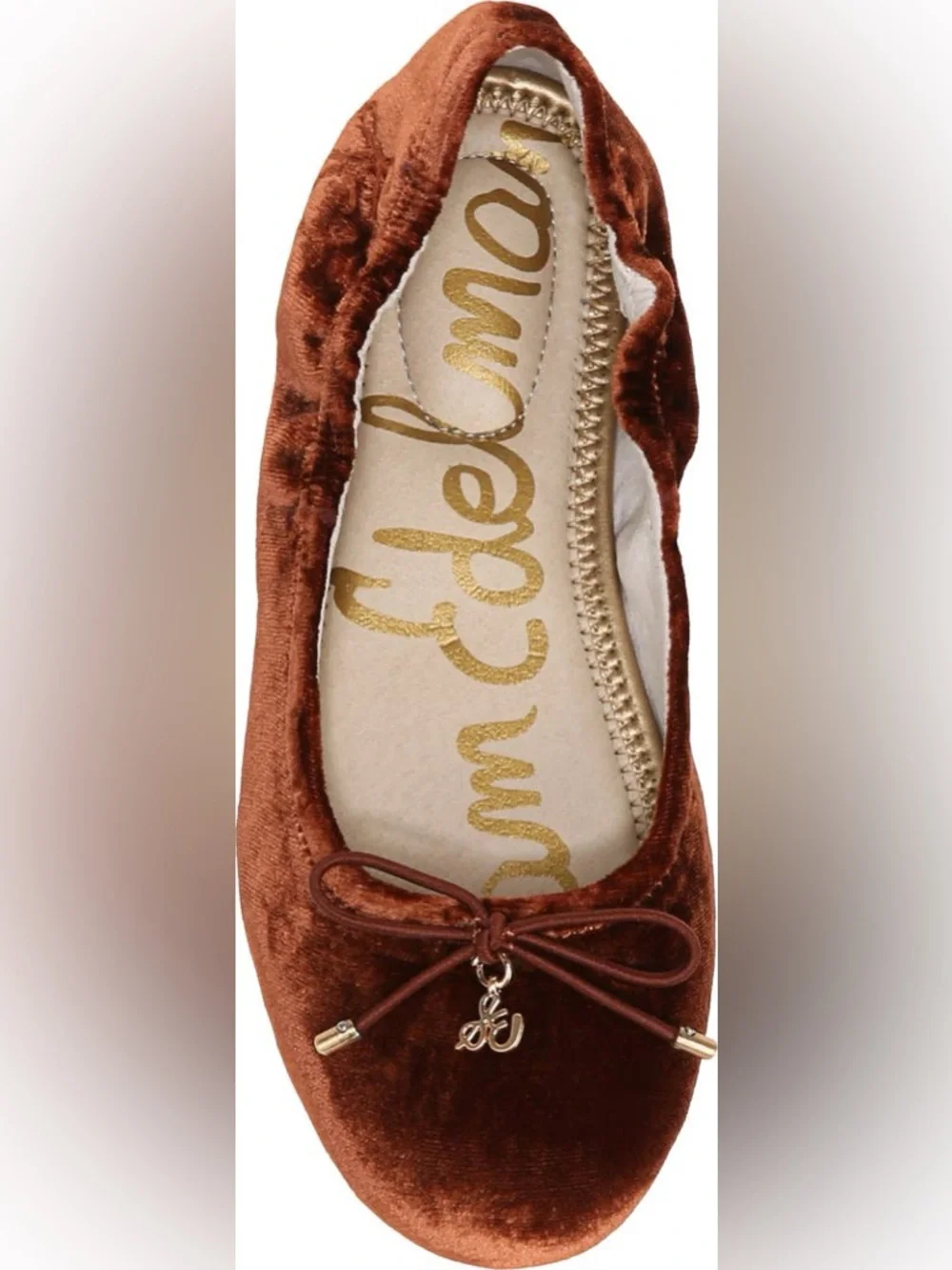 SAM EDELMAN FELICIA KIDS VELVET BALLET FLATS IN COPPER 2 - Picture 6 of 12